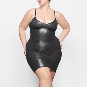 No Longer Available LOGO MESH FOIL CAMI DRESS